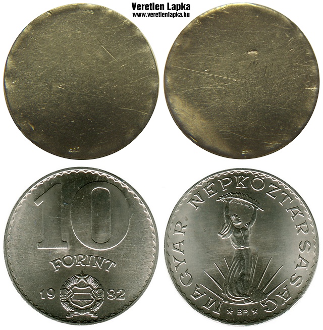 10 forint nyers lapka 1971 s 1982-es idszakbl.