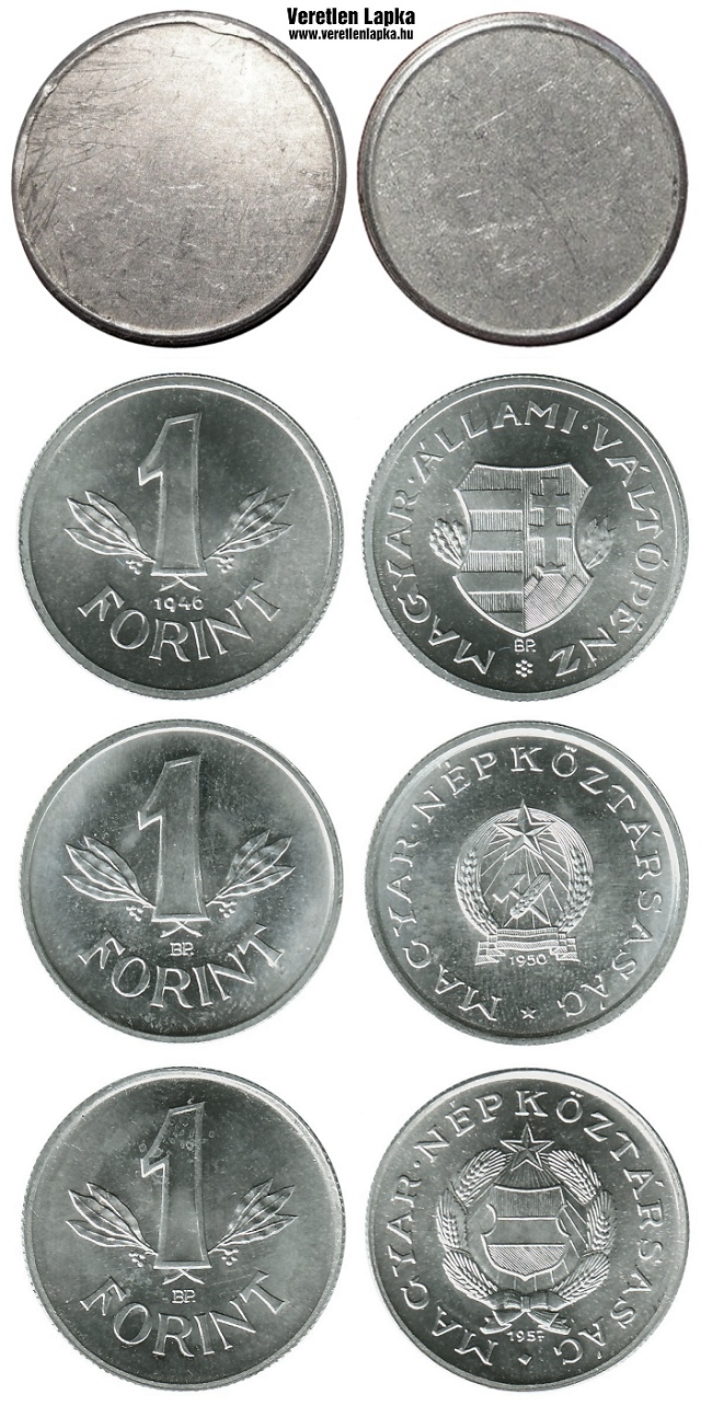 1 forint nyers lapka 1946 s az 1966 kztti idszakbl.