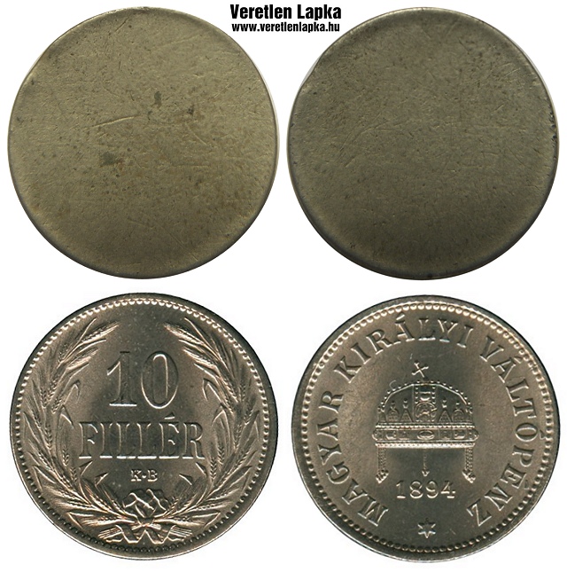 10 fillr peremezett nyers lapka 1892 s az 1916 kztti idszakbl.