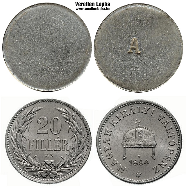 20 fillr peremezett nyers lapka 1892 s az 1914 kztti idszakbl.