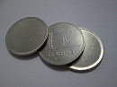 10 forint peremezett nyers lapka 1992 utni idszakbl.