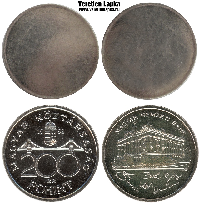 200 forint peremezett nyers lapka az 1992-es vbl!