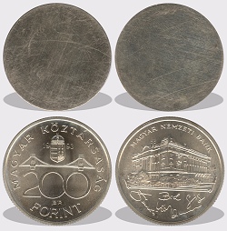 200 forint peremezés nélküli nyers lapka 1993 és 1998-as időszak között.