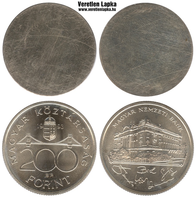 200 forint peremezett nyers lapka az 1993 s az 1998 kztti idszakbl!