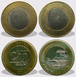 200 forint peremezett nyers lapka 2009 utáni időszakból.