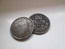 20 fillres peremezett nyers lapka 1916 s az 1921 kztti idszakbl.